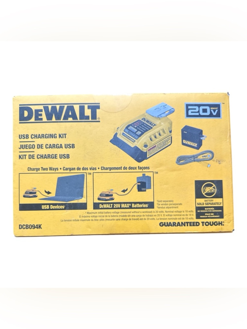 DEWALT 20V USB Charging Kit DCB094K - Yellow Black NIB
